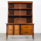 Broyhill saga mid century walnut china cabinetchina cabinet measures: Mid Century Modern China Cabinet Hutch Bassett Cane Display Vintage Floating Legs Glass Doors Mid Century Sacramento