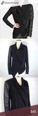 Blanknyc Black Faux Leather Drape Jacket S Faux Leather Drape Jacket Drape Jacket Drape Front Jacket