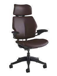 Humanscale freedom office desk chair with headrest and gel seat, graphite frame black wave fabric, standard casters. Custom Humanscale Freedom Chair With Headrest In Leather
