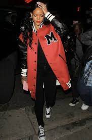 Rihanna Oversized Moschino Varsity Jacket 05 Christal Rock Zombie Fashion Society