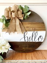 Hello Round Door Sign Door Hangers Diy Wood Crafts Crafts