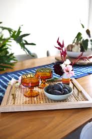 Rustic ottoman woven rattan tray for coffee table, set of 3pcs, rectangular serving tray, boho tray. How To Make A Stylish Cane Back Serving Tray Hgtv