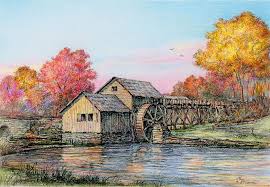 Colored Pencil Drawings Of Blue Ridge Mountains Mabry Mill By Paul Mcgehee Color Pencil Drawing Colored Pencils Art
