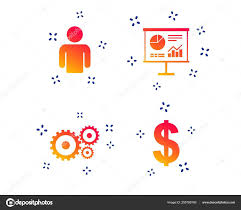 Business Icons Human Silhouette Presentation Board Charts
