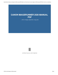 If driver is missing canon imagerunner 2520 does not work. Canon Imagerunner 2520 Manual Pdf