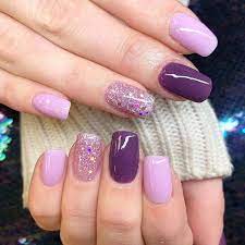 The 13 Best Sns Nail Trend Colors In 2021 Purple Glitter Nails Purple Acrylic Nails Purple Gel Nails