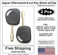 2pak: Jaguar Replacement Key Blank w/4D60 Transponder Chip! For: S-Type &  X-Type