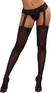 Plus size patterned seamed garter stockings madame 20 denier nylons. Dreamgirl Women S Verona Hosiery Garter With Attached Thigh Highs Black One Size Amazon De Drogerie Korperpflege
