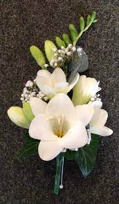 Matt S And Mother Of S Buttonholes White Freesia And Gypsophila Mothers Corsage Wedding Flower Bouquet Wedding Order Wedding Flowers Tropical Wedding Flowers