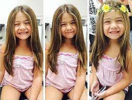 Center Parted Layered Hairstyle Little Girl Haircuts Girls Haircuts With Layers Girl Haircuts