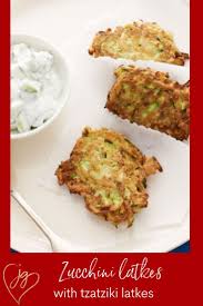 Zucchini Latkes With Tzatziki Sauce Recipe Mediterranean Recipes Vegetarian Recipes Jewish Recipes