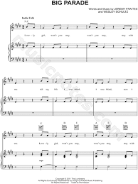 The Lumineers Big Parade Sheet Music In E Major Transposable Download Print Sheet Music E Major Music