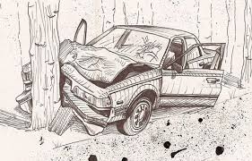 A Trail Of Destruction Car Drawings Drawings Car Crash