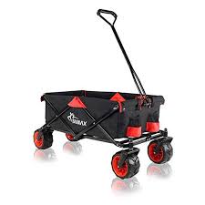 Samax Coaster Wagon Garden Trolley Beach Wagon Foldable Hand Cart Offroad Black Red Hand Cart Beach Wagon Beach Coasters