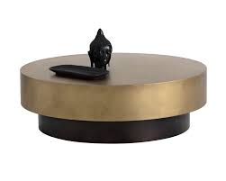 Pair of brass and wood banded side tables on casters. Bernaby Coffee Table Antique Brass Metro Element