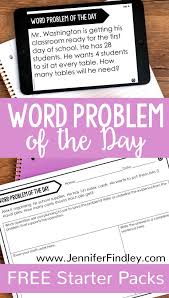 The worksheets displayed are cc 1st grade word problems, 1st grade math word problems work, addition of three or more numbers, mixed addition and subtraction word problems, first grade word problems work, first. Free Word Problem Of The Day Starter Pack Teaching With Jennifer Findley