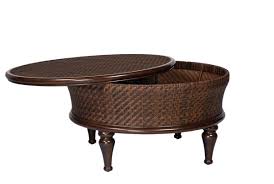 Round wicker coffee table with storage. Patio Store Woodard North Shore Round Storage Coffee Table
