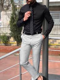 Buy Black Slim Fit Dress Shirt By Gentwith Com With Free Shipping Slim Fit Dress Shirts Mens Dress Outfits Black Shirt Outfits