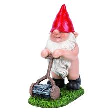 See more ideas about garden ornaments, garden, ornaments. Vivid Arts 18cm Gnaughty Gnome Mowing Lawn Resin Ornament Bg Pn75 F Miniature World Old Railway Line Garden Centre