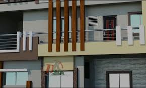 Example of a large transitional white floor and porcelain tile entryway design in miami with beige walls and a glass front door love the stone and the tile. Parapet Wall Front Roof Railing Design Of A House In India Gabrielle Bernard