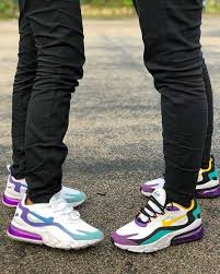 Nike Purple Black And Yellow Air Max 270 React Sneakers In 2020 White Nike Shoes Nike Air Shoes Nike Air