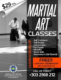 Martial Art Classes Flyer Martial Arts Karate Class Poster