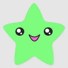 Kawaii Face Green Star Sticker Zazzle Com Kawaii Faces Star Stickers Kawaii