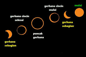 Perhatikan gambar di atas daerah umbra tidak sampai pada permukaan bumi seperti pada gerhana matahari total. Perbedaan Gerhana Matahari Total Sebagian Dan Cincin