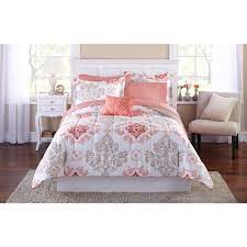 Think pink blankets reviews home garden bedding is one of silkysoft microfiber teen bedding black and white music note bedding cool casual bedding sets which define the entire room. Mainstays Coral Damask Bed In A Bag Bedding Walmart Com Walmart Com