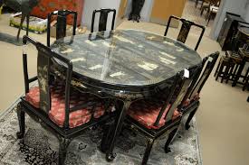 Black glass dining table and 6 padded chairs dining set home kitchen furniture. Lot 139 20th Century Dining Table And Six Chairs