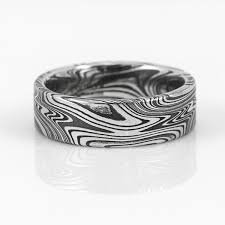Lashbrook Designs Marbled Damascus Steel 7mm Wedding Band Wedding Bands Damascus Steel Wedding Rings