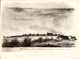 BNU-CD: Vista del Pueblo de las Piedras tomada desde el Colorado, en marcha,  la tarde del 12 de Mayo de 1856 a la Una de la tarde [gráfico]