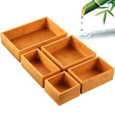 Maybe you would like to learn more about one of these? 5 Piece Bamboo Drawer Organizer Set Multi Use Storage Box Set Varied Sizes Junk Drawer Organizer For Office Home Kitchen Bedroom Bathroom By Pipishell Buy Online In Antigua And Barbuda At Antigua Desertcart Com Productid