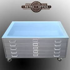 Vintage Steel Flat File Coffee Table Fully Restored With Castors Glass 1 100 00 Via Etsy Flat Files Coffee Table Contemporary Office Design