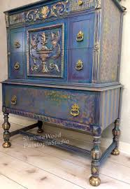 Blue Vintage Dresser Boho Furniture Hand Painted Furniture Purple Furniture In 2020 Purple Furniture Boho Furniture Painted Furniture