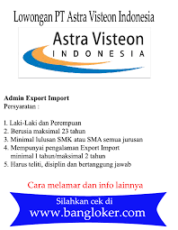 The company is joint venture between pt astra otoparts tbk and visteon corporation. Lowongan Kerja Pt Astra Visteon Indonesia Terbaru Bangloker Com Lowongan Kerja Terbaru 2021