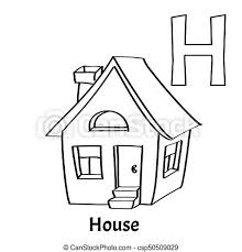 Choose a letter h coloring page. Vector Alphabet Letter H Coloring Page House Vector Alphabet Letter H For Children Education With Cartoon House Isolated Canstock