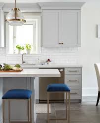 Pale, clay, gray stool or white bowel movement and diarrhea. Backless Sapphire Blue Barstools At Light Gray Island Transitional Kitchen
