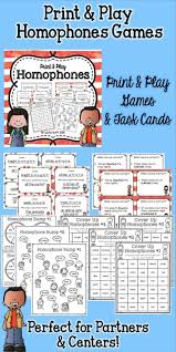 Four Print And Play Homophone Games Easy To Teach Fun To Play These Games Will Give Partners Small Groups Task Cards Word Work Fun Homophones Task Cards