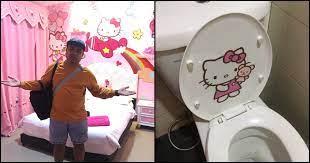 Hello kitty bathroom, lotte hotel jeju, are u kiddin me! Woman Pranks Husband By Booking Him A Hello Kitty Themed Room In Melaka Fly Fm