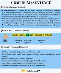 Compound Sentence Definition And Examples Of Compound Sentences 7 E S L In 2020 Compound Sentences Examples Of Compound Sentences Sentences