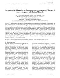 This loan is usually for personal purposes. Pdf An Exploration Of Financing Preferences Among Entrepreneurs The Case Of Micro Enterprises In Kelantan Malaysia