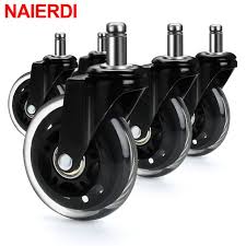 Naierdi 5pcs Office Chair Caster Wheels 3 Inch Swivel Rubber Caster Wheels Replacement Soft Safe Roller In 2020 Office Chair Casters Caster Chairs Rubber Caster Wheels