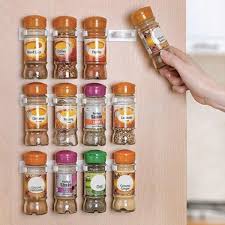 This rack is perfect idea for creating storage space in your kitchen and bathroom, transform unused wall and cabinet door space into extra shelving to easily grab spice jar, jelly jar or toiletries, and avoid the hassle of searching through cluttered cabinets for desired ingredients. Self Adhesive Wall Mount Spice Rack Holder Strip Geekyget
