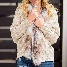 2,662 fur collar knit cardigan products are offered for sale by suppliers on alibaba.com, of which women's sweaters accounts for 18%, ladies' blouses & tops you can also choose from none, button, and pockets fur collar knit cardigan, as well as from crocheted, computer knitted, and flat knitted. Oversized Furry Fur Collar Trim Batwing Knit Cardigan Sweaters Sunifty