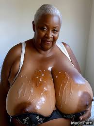 Porn image of oiled body made fat saggy tits gigantic boobs topless wild  afro created by AI