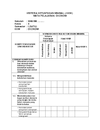 Doc Kriteria Ketuntasan Minimal Kkm Mata Pelajaran Ekonomi Kelas X Semester I Satu Kkm Ekonomi Candera Candera Academia Edu