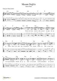 Masum Degiliz Gitar Nota Tab Gitaregitim Net 2020 Notalara Dokulmus Muzik Muzik Teorisi Flut