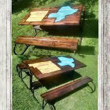 60 Years Ago My Granddad Built This Metal Picnic Table Frame The Old Wood Table Tops Rotted Away But The Me Old Wood Table Metal Picnic Tables Wood Table Top