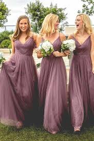 V Neck Spaghetti Straps Long A Line Flowy Purple Bridesmaid Dresses Z1375 Ruffles Bridesmaid Dresses Purple Bridesmaid Dresses Light Purple Bridesmaid Dresses